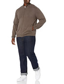 AMAZON ESSENTIALS MEN'S FULL-ZIP COTTON SWEATER SIZE LARGE - BROWN HEATHER - Brand New