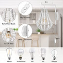 Plug in Wall Sconce, Coastal White Wood Beaded Wall Lights - Brand New