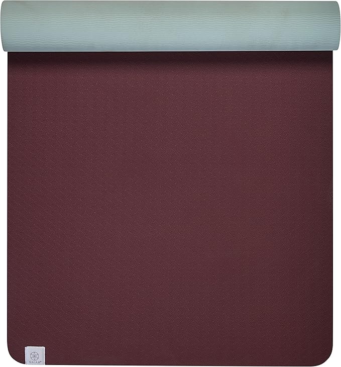 GAIAM YOGA MAT PERFORMANCE TPE EXERCISE & FITNESS MAT - SANGRIA/LAGOON - Brand New