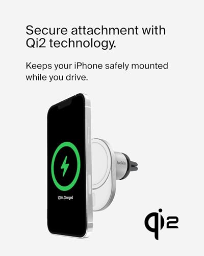 BELKIN MAGSAFE WIRELESS CAR CHARGER 15W FAST CHARGING MAGNETIC VENT HOLDER WHITE - Like New