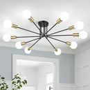 BOSCEOS SEMI FLUSH MOUNT CEILING LIGHT FIXTURE 10-LIGHT MODERN SPUTNIK - BLACK - Like New
