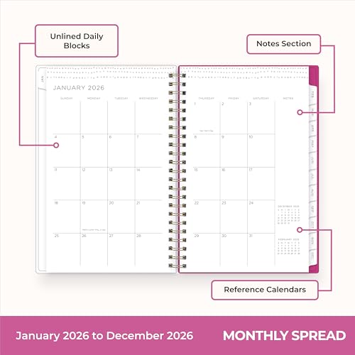 Blue Sky Kelly Ventura 2026 Weekly and Monthly Planner Calendar - Magenta Blooms - Brand New