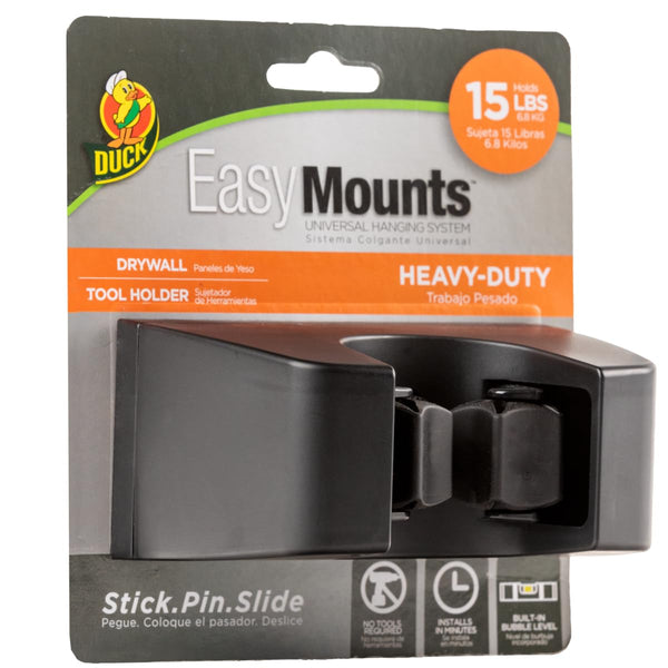 DUCK EASYMOUNTS MOP AND BROOM HOLDER - HEAVY DUTY WALL MOUNT RACK - BLACK - Brand New