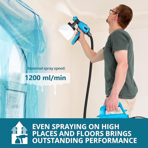 TILSWALL 800W HVLP 1100ML/MIN ELECTRIC SPRAY PAINT GUN, 1300ML W201 - BLUE/BLACK - Like New