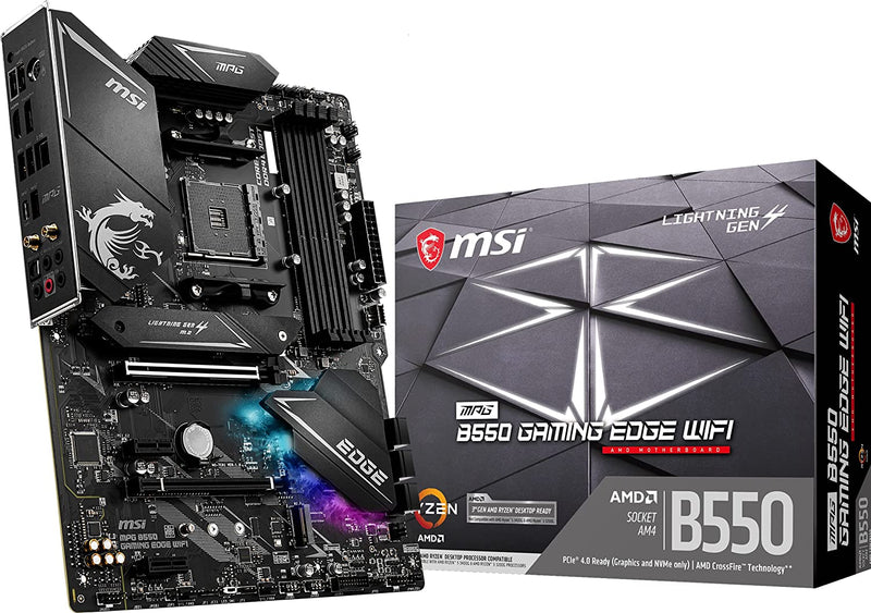 MSI MPG B550 GAMING EDGE WIFI GAMING ATX MOTHERBOARD AMD AM4 PCIe 4.0 - BLACK - Like New