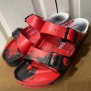 BIRKENSTOCK ARIZONA ESSENTIALS EVA NARROW WIDTH MEN 6N WOMEN 8N RED/BLACK/WHITE - Like New
