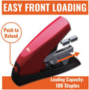 MAX VAIMO 80 STAPLER, 80-SHEET CAPACITY, RED/BROWN - RED/BROWN - Like New