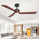 Daminy Natural Solid Wood 52" Ceiling Fan Light 3 Blade 6 CCT - - Scratch & Dent