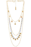 REBECCA MINKOFF SOLE CHARM LAYERED NECKLACE - GOLD/MULTI-COLOR - Brand New