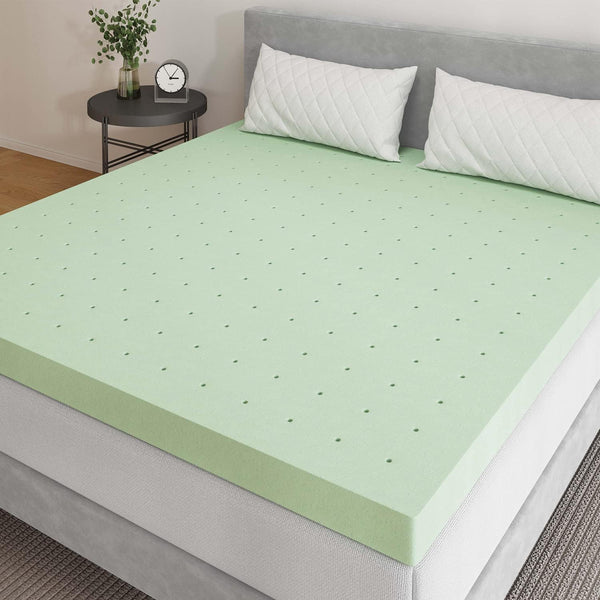 NOVILLA 4 INCH MATTRESS TOPPER FULL GEL VENTILATED FOAM MATTRESS - LIGHT GREEN - Like New