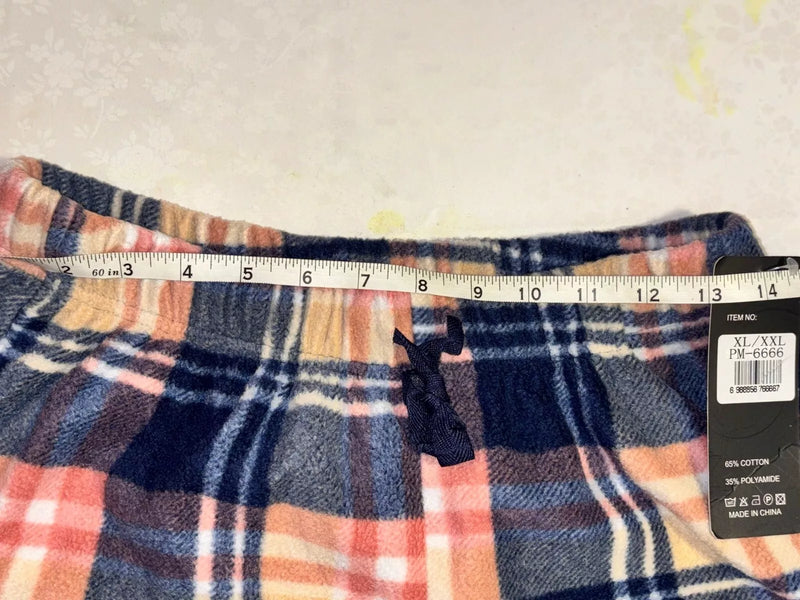 YUNA PAJAMA PANTS WOMENS MULTI PLAID SUPER SOFT ELASTIC WAIST - M/L - BLUE/PINK - Like New