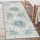 ReaLife Machine Washable Area Rug Runner - IKE - Ivory Blue 2'6" x 8' - Brand New