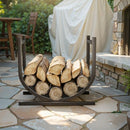 Idzo 17" Decorative Heavy Duty Firewood Storage Log Rack B0C9T69G2W - Black - Brand New