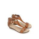 RL06494SY KENNETH COLE REACTION GREAT GAL T-STRAP WEDGE SANDAL SIZE 8 TOFFEE - Like New