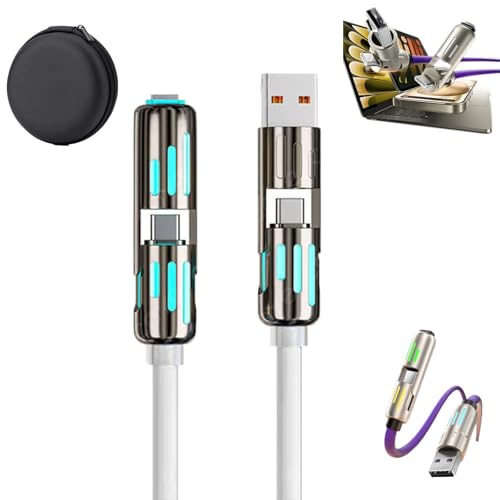 Pursuit 4-in-1 240w Superfast 4ft Charging Cables & LED Glow - White - Like New