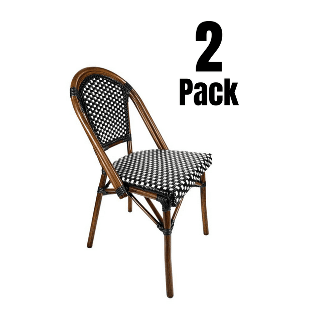 CHIVARI ARMLESS FRENCH BISTRO PATIO DINING CHIVARI CHAIR 2 CHAIR - BLACK & WHITE - Like New