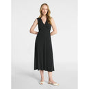 TIME AND TRU WOMEN'S SLEEVELESS V-NECK MIDI DRESS SIZE: M - BLACK SOOT POLKA DOT - Brand New