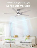 DAMINY 52 inch Ceiling Fans with Lights,5 Blades,6CCT, Low Profile Fan - Nickel - Like New