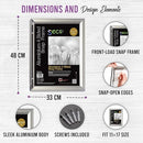 SECO 11X17 SNAP FRAME | FRONT LOADING ALUMINUM POSTER FRAME | EASY OPEN - SILVER - Like New