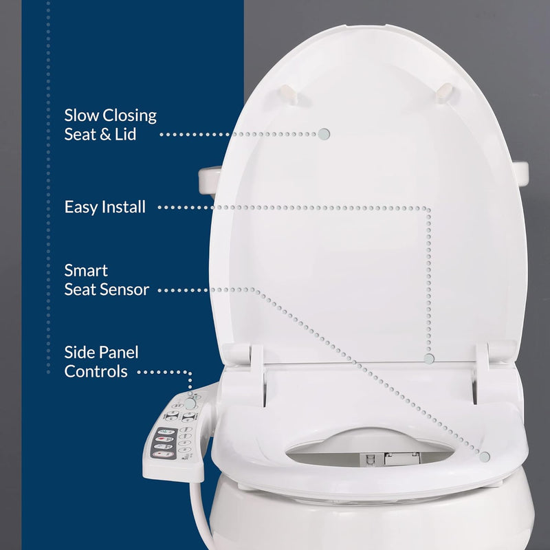 BioBidet Ultimate BB-600 Bidet Toilet Seat, adjustable Heated Seat, Round -WHITE Like New