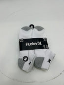 HURLEY MEN'S 6 PACK LOW CUT SOCKS - SIZE: MEN 10 - WHITE AND GRAY - Brand New