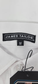 JAMES TAILOR MEN'S SHORT SLEEVE KNIT BUTTON DOWN SHIRT SIZE SIZE: MEN M - WHITE - Brand New