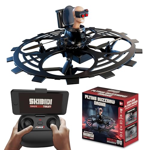 FORCE1 SKIBIDI TOILET TOY RC DRONE, FLYING BUZZSAW DRONES, 1080P CAMERA - BLACK - Brand New