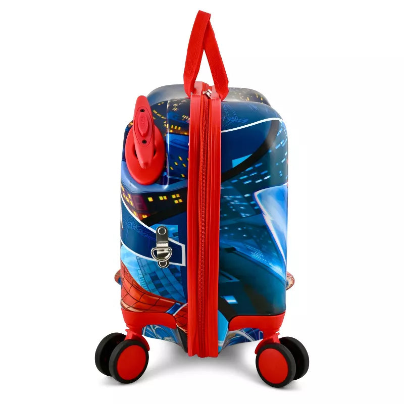 FAST FORWARD MARVEL KID'S SPIDERMAN HARDSIDE CARRY ON RIDE-ON SUITCASE, RED/BLUE - Like New