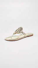 11743 TORY BURCH MILLER PATENT SANDALS - SIZE: WOMEN 5.5 - SPARK GOLD - Like New
