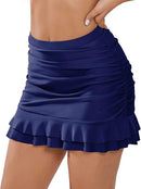 TOURNESOL WOMEN'S SWIM SKIRTS HIGH WAISTED BATHING SUIT - SIZE: S - NAVY BLUE - Like New