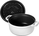 STAUB Cast Iron Dutch Oven 4-qt Round Cocotte Serves 3-4 1102402 - WHITE - Like New