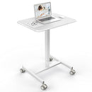 DUMOS SMALL STANDING LAPTOP DESK MANUAL ADJUSTABLE MOBILE 48 X 65 - WHITE - Like New