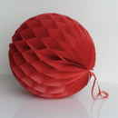 GENERIC 8IN/20CM HONEYCOMB PAPER BALL WITH RIBBONS - DEEP RED - Like New