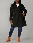 COLE HAAN WOMEN'S BELTED WOOL CLASSICALLY ELEGANT COAT - SIZE 2 - BLACK - Brand New