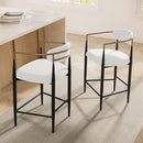 Morden Fort Counter Height Bar Stools Set of 2, 26" Boucle Barstools Backrest - Like New