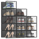 FKPRORJV LARGE SHOE STORAGE BOXES ORGANIZERS PLASTIC STACKABLE 12 PACK - BLACK - Like New
