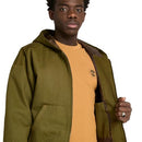 TB0A6HNY TIMBERLAND WASHED DUCK CANVAS HOODED BOMBER MEN'S M - DARK OLIVE - Brand New