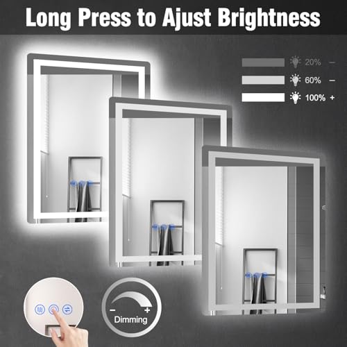 GOZOOM LED BATHROOM MIRROR 16X24 MIRROR LIGHTS WALL-MOUNTED - BLACK - Like New