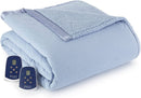 SHAVEL HOME PRODUCTS MICRO FLANNEL SOLID ELECTRIC HEATED BLANKET, WEDGWOOD - Like New