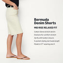 AMAZON ESSENTIALS WOMEN'S RELAXED-FIT MID-RISE LONG JEAN SHORTS - ECRU - Size 8 - Brand New