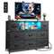 WLIVE BLACK TV STAND 45 50 55 INCH TV LIGHTS CHARGING ASNG114 - CHARCOAL BLACK - Like New