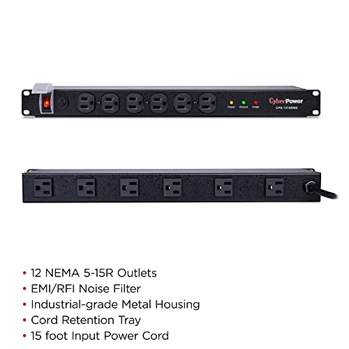CyberPower CPS1215RMS Surge Protector, 120V/15A, 12 Outlets, 15 ft Power Cord - Like New