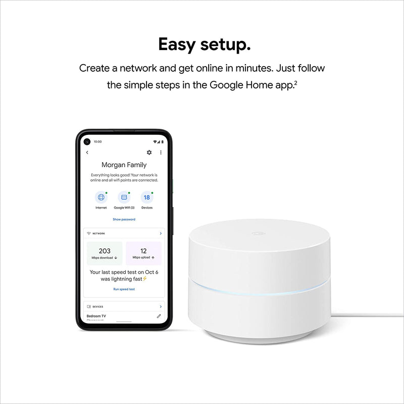 Google Wifi AC1200 Mesh WiFi Router 1500 SQ FT Coverage GA02430-US - White Like New