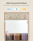 SONGMICS JEWELRY CABINET ARMOIRE ORGANIZER WITH LED LIGHTS - CAMEL BROWN - Like New