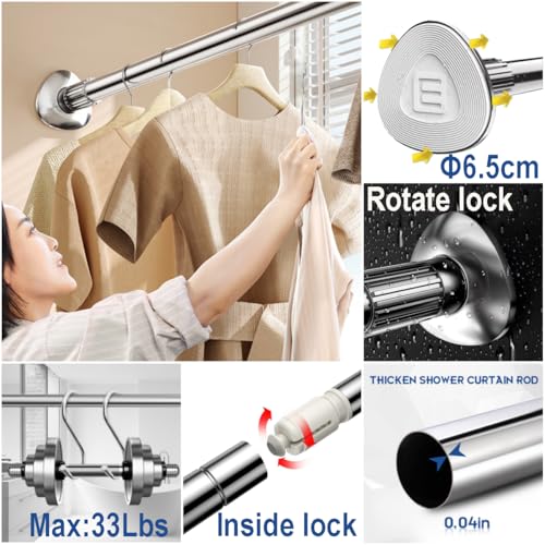 BLU-PIER TECH SHOWER CURTAIN ROD TENSION - 28-48 INCH NEVER RUST - SILVER - Like New