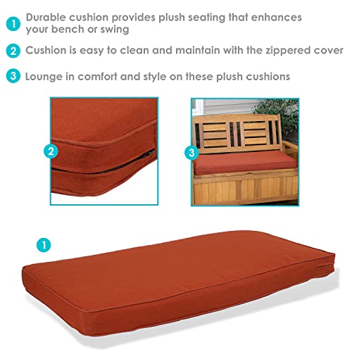 SUNNYDAZE 41" x 18" WEATHER-RESISTANT INDOOR/OUTDOOR BENCH CUSHION - RUST - Like New