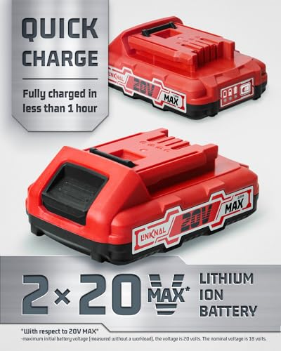 LINKNAL ELECTRIC NAIL GUN BRAD 2×20V MAX BATTERIES CHARGER 1000 NAILS - BLACK - Like New