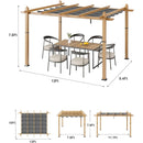 GARVEE 10X13 FT PERGOLA METAL GAZEBO RETRACTABLE CANOPY - WOODGRAIN/GRAY - Like New