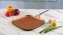 COOKSMARK 11" Copper Griddle Pan Stove Top - Square Flat - B07CVH1S1Y - Brand New