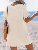 CAA07B5C071GGS CUPSHE WOMEN'S DREAMY TIDES COVER-UP MINI DRESS SIZE S -BEIGE - Like New